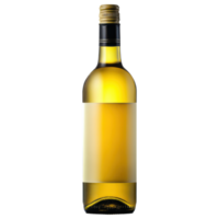bottle of white wine with blank label, elegant and inviting. isolated on transparency background png