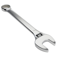 shiny chrome wrench with long handle and open end isolated on transparency background png