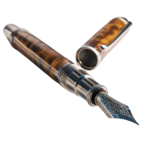 Elegant fountain pen with intricate design and cap isolated on transparency background png
