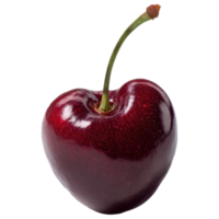 Fresh cherry with vibrant color and glossy surface isolated on transparency background png
