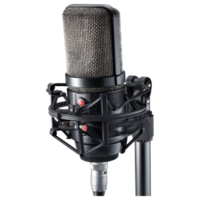 High quality microphone with pop filter and shock mount isolated on transparency background png