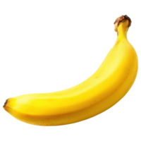 Ripe yellow banana with smooth texture and curved shape. isolated on transparency background png