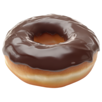 Delicious chocolate frosted donut with soft texture isolated on transparency background png