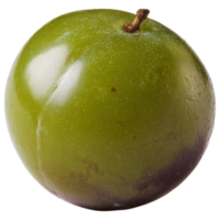 Fresh green plum with shiny surface and rich color. isolated on transparency background png