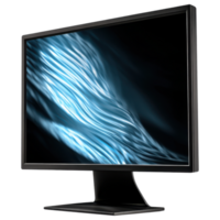 sleek monitor displaying dynamic blue wave pattern isolated on transparency background png