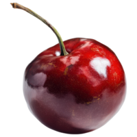 Fresh red apple with shiny skin and green stem isolated on transparency background png