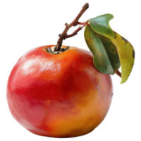 Red apple with green leaf and twig, fresh and vibrant isolated on transparency background png