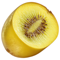 Fresh yellow kiwi fruit slice with vibrant color isolated on transparency background png