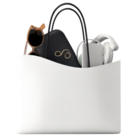 Minimalist shopping bag with curved edges, stylish and functional for daily use. isolated on transparency background png