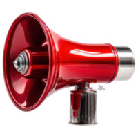 Red emergency equipment megaphone isolated on transparency background used for alert and communication in urgent situations png