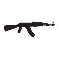 An ak - 47 machine gun silhouette on a white background vector