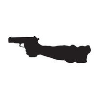 A silhouette of a hand holding a gun vector