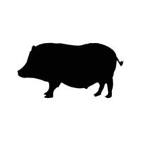 A black silhouette of a pig on a white background vector