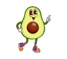 Avocado half with seed groovy cheerful character vector