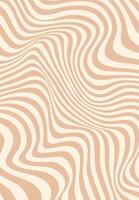 Trippy distorted beige wave groovy pattern vector