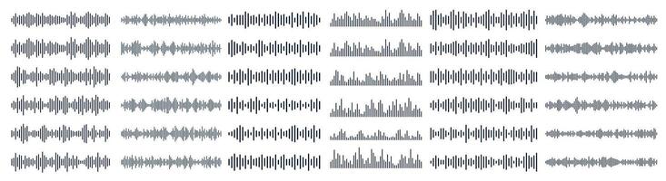 Podcast sound waves, audio spectrum waveforms vector