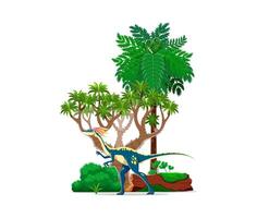 Compsognathus dinosaur in a jungle vector
