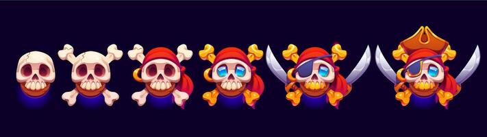 Rating pirate game rank badges and level progress vector