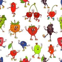 Groovy funny berry characters seamless pattern vector
