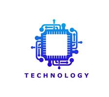 Computer chip, artificial intelligence tech icon vector