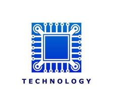 Computer chip icon, AI and computer technology vector