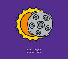 Space astronomy solar eclipse color line icon vector
