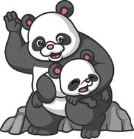 Big panda gives little panda a little smack on the butt vector