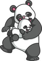 Big panda holding a crying little panda vector
