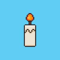 Pixel art Candle with Flame game asset design vector