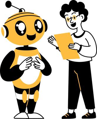 A hand drawn illustration of a robot companion