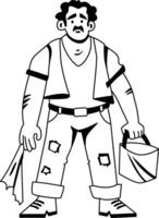 A poor character wearing worn clothes illustration in glyph style vector