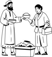 Bartering characters illustration in glyph style vector
