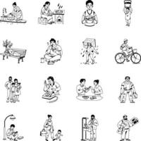 Set of Glyph Style Indigent Characters Illustrations vector