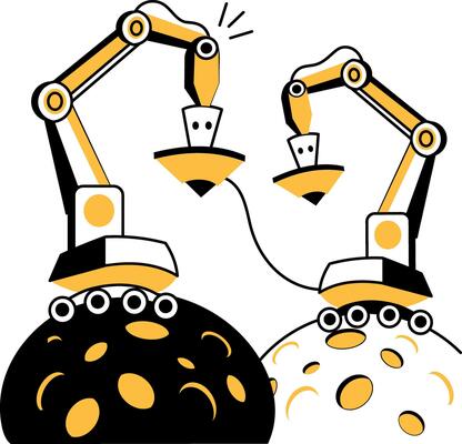 A hand drawn illustration of a robotic arm