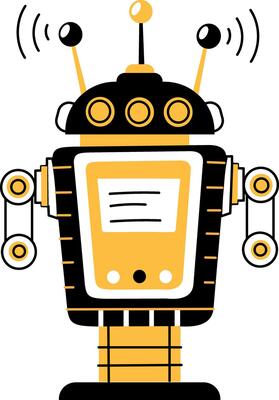 A hand drawn illustration of an alien robot