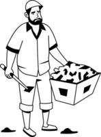 A glyph illustration of poor man collection scrap from street vector