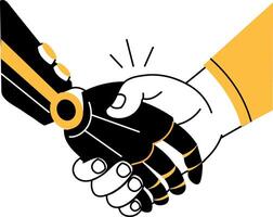 A hand drawn illustration showing robot interaction vector