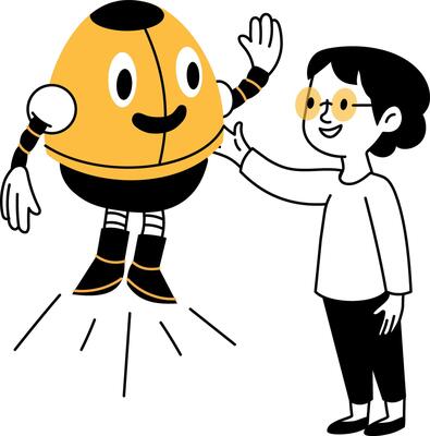 A hand drawn illustration of a robot friend