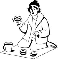 Mendicant character illustration in glyph style vector