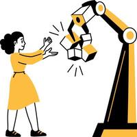 A hand drawn illustration showing robot technology vector