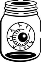 A sketchy style icon of eyeball jar vector