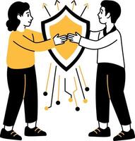 A hand drawn illustration showing ai security vector