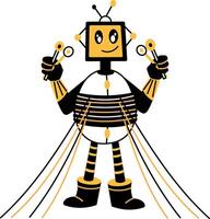 Smart robot illustration in hand drawn style vector