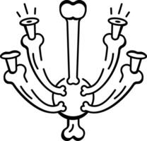 A doodle style icon of bone chandelier vector
