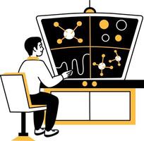 Virus simulation system illustration in hand drawn style vector
