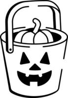 A sketchy style icon of Halloween bucket vector