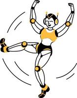 A hand drawn illustration of a robot dancer vector