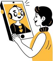 A doodle style illustration of a robot assistant vector