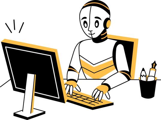 A hand drawn illustration of an office robot