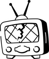 A doodle style icon of broken radio vector
